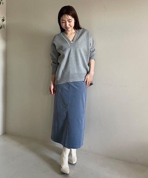 【洗える】スポンジニット ディープネック UNFILO｜【洗える】スポンジニット ディープネック | Rakuten
