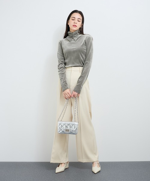 tシャツ ネック付きフロッキープルオーバー レディース LE CERCLE par rope' tシャツ ネック付きフロッキープルオーバー