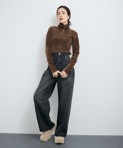 tシャツ ネック付きフロッキープルオーバー レディース LE CERCLE par rope' tシャツ ネック付きフロッキープルオーバー