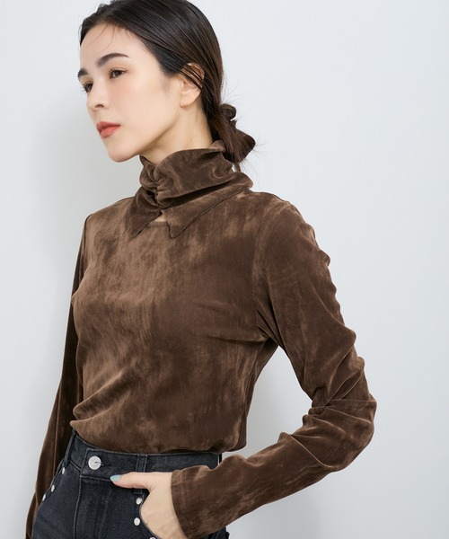 tシャツ ネック付きフロッキープルオーバー レディース LE CERCLE par rope' tシャツ ネック付きフロッキープルオーバー