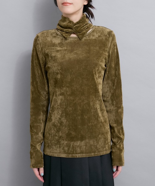 LE CERCLE par rope' tシャツ ネック付きフロッキープルオーバー