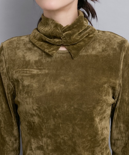 tシャツ ネック付きフロッキープルオーバー レディース LE CERCLE par rope' tシャツ ネック付きフロッキープルオーバー