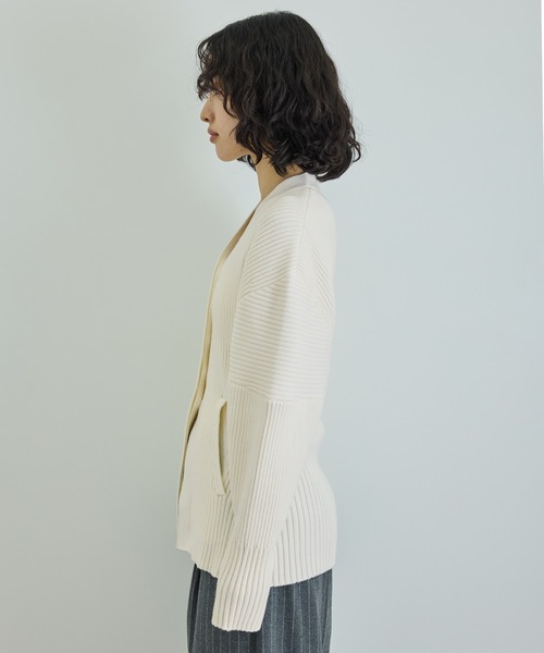 ADAM ET ROPE' FEMME - 【洗える】フォルムリブカーディガン ADAM ET ROPE' カーディガン 「洗える」フォルムリブ