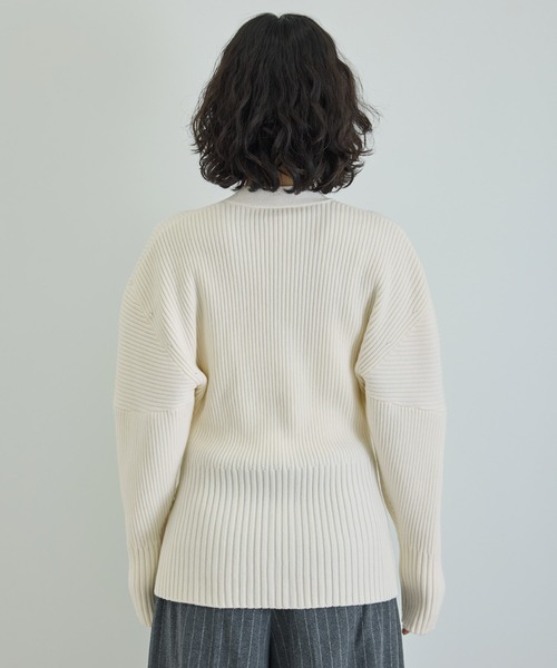 ADAM ET ROPE&#39; FEMME - 【洗える】フォルムリブカーディガン ADAM ET ROPE' カーディガン 「洗える」フォルムリブ