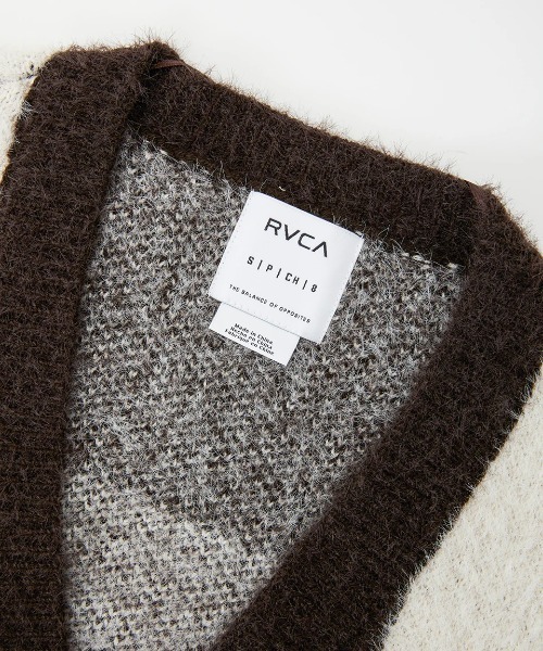 カーディガン RVCA レディース HERE WE ARE CARDIGAN セーター/ルーカ大判チェッカー柄ロゴカーディガン レディース RVCA カーディガン レディース HERE WE ARE CARDIGAN セーター