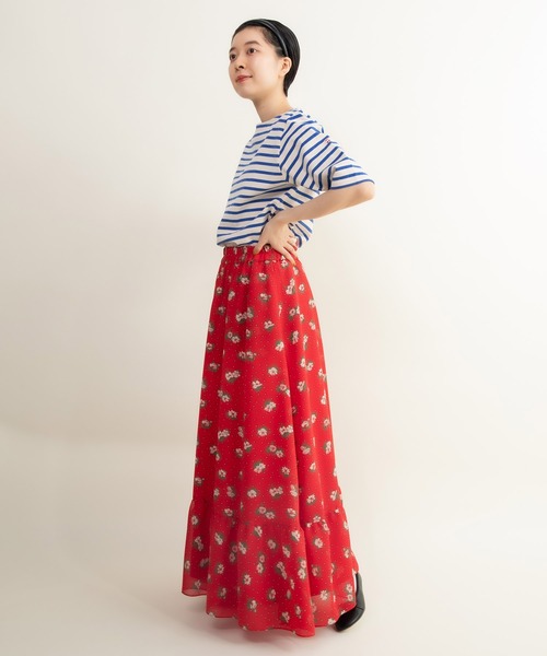 スペイン★Sfera★裾フリルに注目 花柄モダンな大人女子スカート スペイン☆Sfera☆裾フリルに注目 花柄モダンな大人女子スカート
