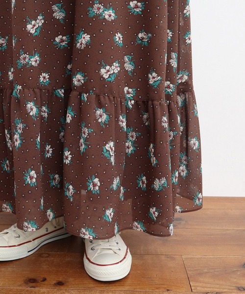 Dot＆stripes ロングスカート Dot&Stripes CHILDWOMAN - スケッチフラワープリント Aライン