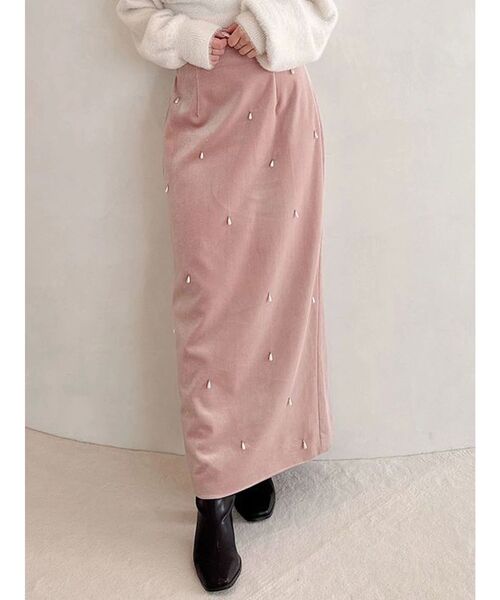 マーキュリーデュオ ピンク スカート MERCURYDUO マーキュリーデュオ 光沢 ラップ風フィッシュテール