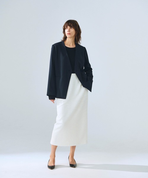 【24年/未使用級】ボールジィ ジョーゼットジャージー ノーカラージャケット BALLSEY（ボールジィ）の「ジョーゼットジャージー ノーカラー