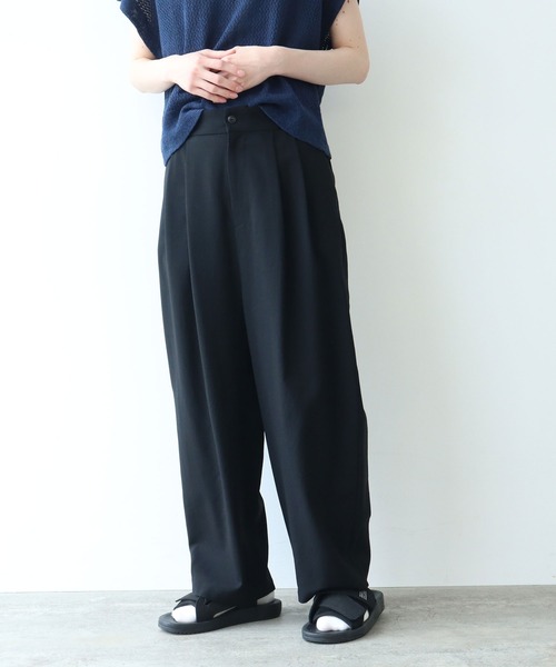 yuni スラックス パンツ ウォッシャブルサマーウール テーパード