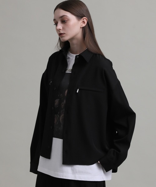 ELLUV シャツ 「ELLUV/エルヴ」ドレープクロス ジップギミックショート