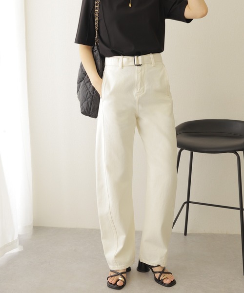 ジーンズ デニム デニムパンツ belt high waist denim pants