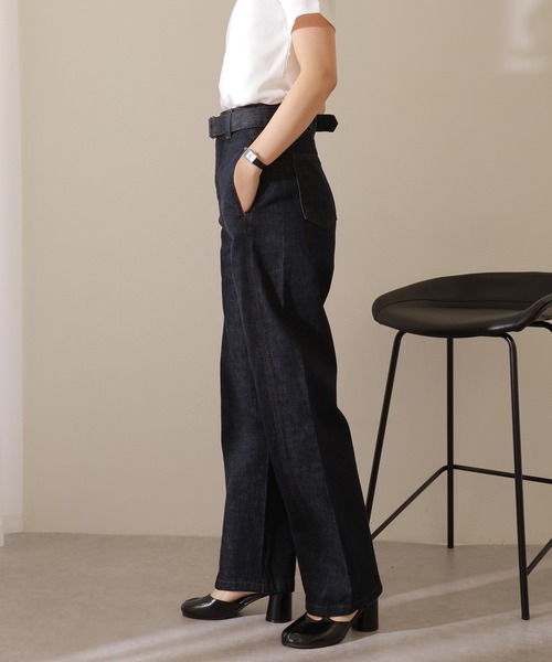 ジーンズ デニム デニムパンツ belt high waist denim pants /ベルト