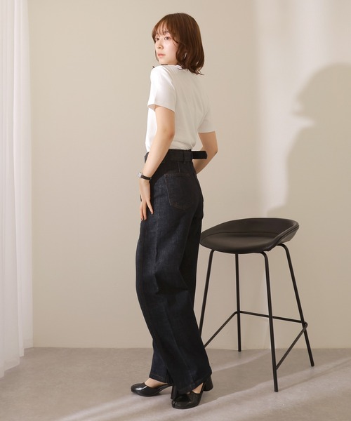 ジーンズ デニム デニムパンツ belt high waist denim pants