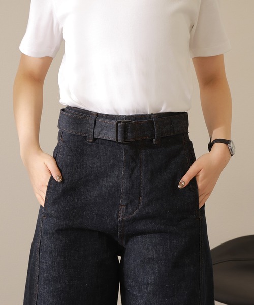 ジーンズ デニム デニムパンツ belt high waist denim pants