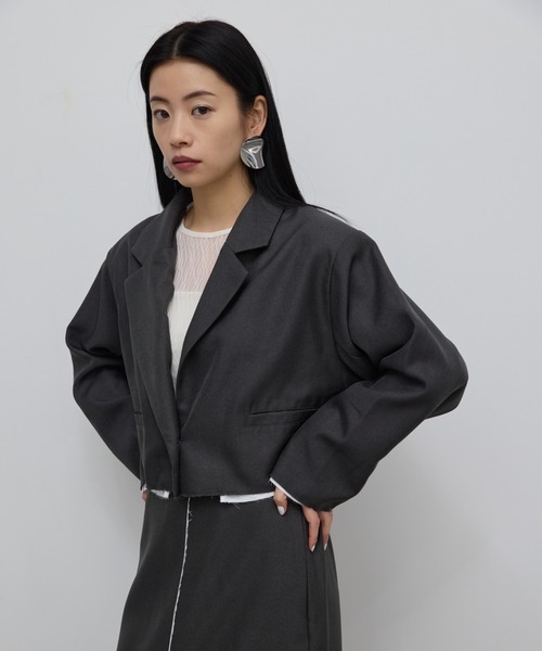 【関税込み】J KOO ブラック カットアウト テーラードジャケット TAKA-Q｜クールマックス リネン混鹿の子 レギュラーフィット 2