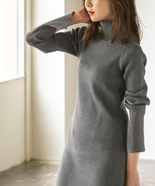 NOBLE（ノーブル） ニットワンピース 36 グレー レディース : ZOZOTOWN