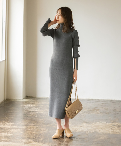 NOBLE（ノーブル） ニットワンピース 36 グレー レディース : ZOZOTOWN