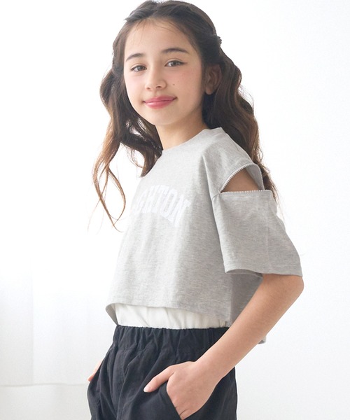子供のTーシャツ2種　と　ストラップ devirock 子供服 デビラボ ガールズ クロップド丈 プリント半袖T