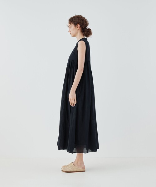 GALERIE VIE ワンピース インドコットン スタンドネックギャザー