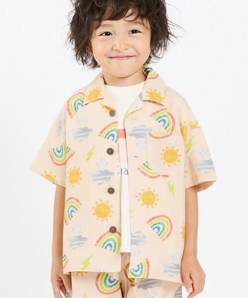 BIT'Z（ビッツ） ブラウス シャツ 「リンク」夏っぽい総柄アロハ半袖