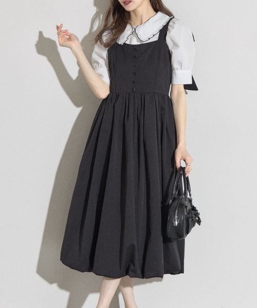 すみっこ様　新品タグ付　マルティニーク　プリーツジャンパースカート　　黒 tocco closet（トッコ クローゼット） ジャンパースカート 「ZOZO限定