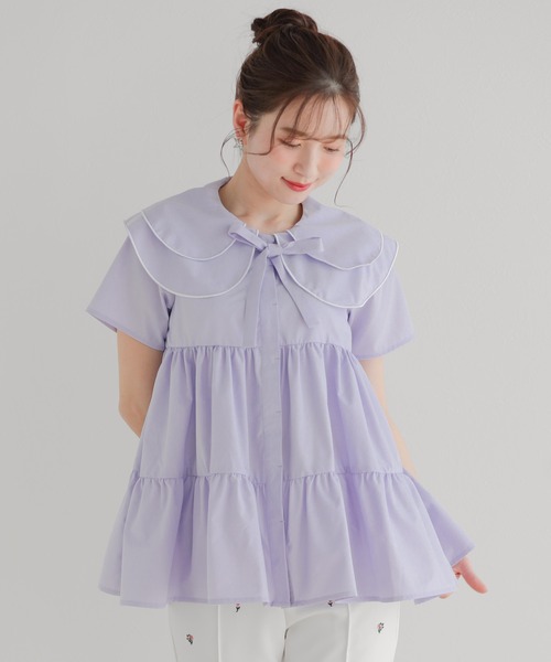 Fit more（フィットモア） ブラウス シャツ ペタルカラーティアード