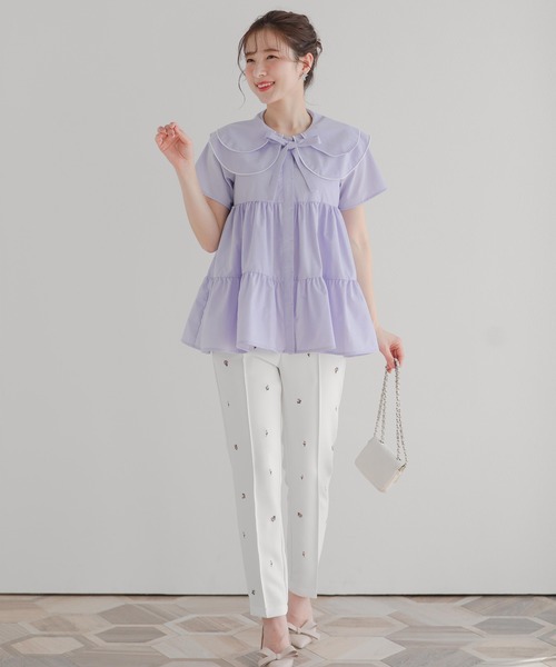 Fit more（フィットモア） ブラウス シャツ ペタルカラーティアード 