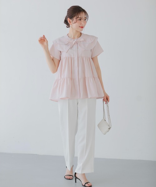 Fit more（フィットモア） ブラウス シャツ ペタルカラーティアード 