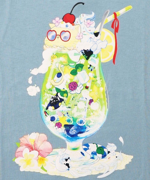 【SALE 10%OFF】 Scolar スカラー 配色 メロウ ステッチ クリームソーダ柄 Tシャツ 夏 レディース 五分袖 おしゃれ ScoLar Tシャツ SALE スカラー 152674 配色メロウステッチ