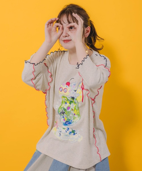 Tシャツ SALE ScoLar スカラー 152674 配色メロウステッチ クリームソーダ柄Tシャツ トップス カジュアル ガーリー レトロ 原宿系 個性的 ポイント 楽天市場】☆セール☆【ScoLar スカラー】152674 配色メロウ