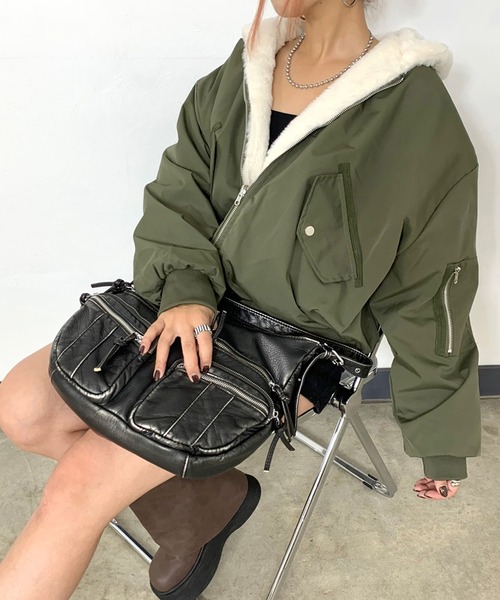 「non-hedge」 ジップアップブルゾン FREE ベージュ レディース_画像4