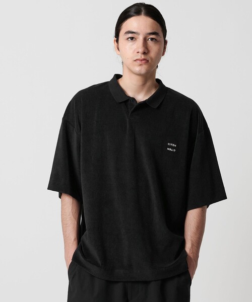 未使用 Invel ポロシャツ 黒 24SS】MEN DOT MESH COOL ワイドスプレッドカラー 半袖