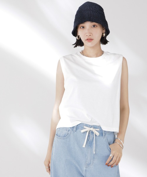 tシャツ 吸水速乾抗菌防臭ノースリーブトップス レディース | NANO universe | 01