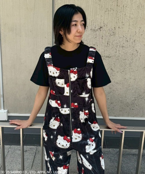 サロペット オーバーオール 「HELLO KITTY」KILA KILA VELOUR サロペット レディース | Candy Stripper | 14