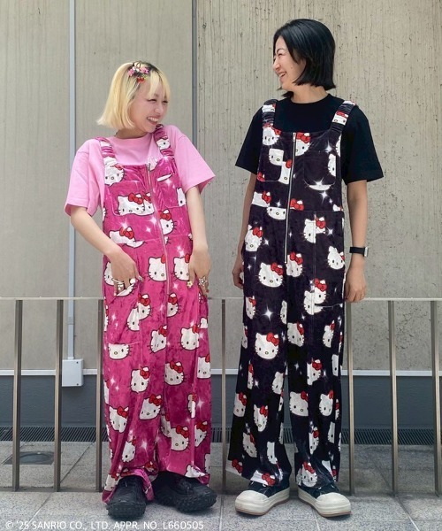 サロペット オーバーオール 「HELLO KITTY」KILA KILA VELOUR サロペット レディース | Candy Stripper | 05