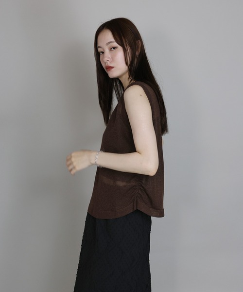 ギャザー入り 黒 タンクトップ トップス / タンクトップ 通販 | Sir online store / サー オンライン