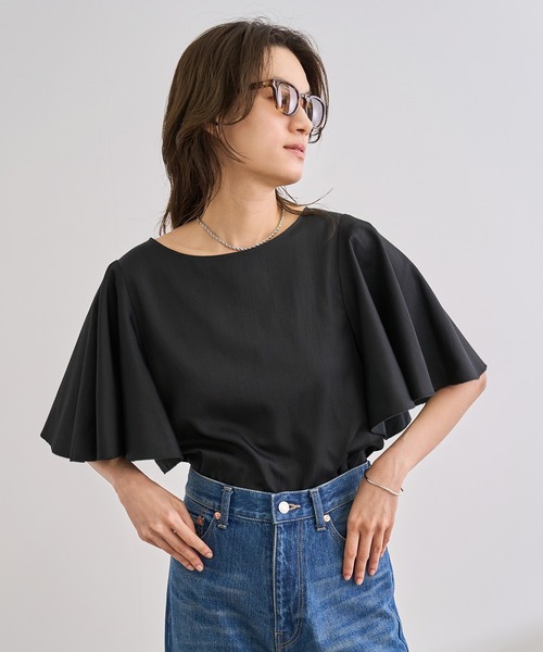 ブラウス シャツ 「洗える」フレアスリーブオーバーブラウス「WEB・一部店舗限定」 レディース ROPE' ブラウス シャツ 「洗える」フレアスリーブオーバー