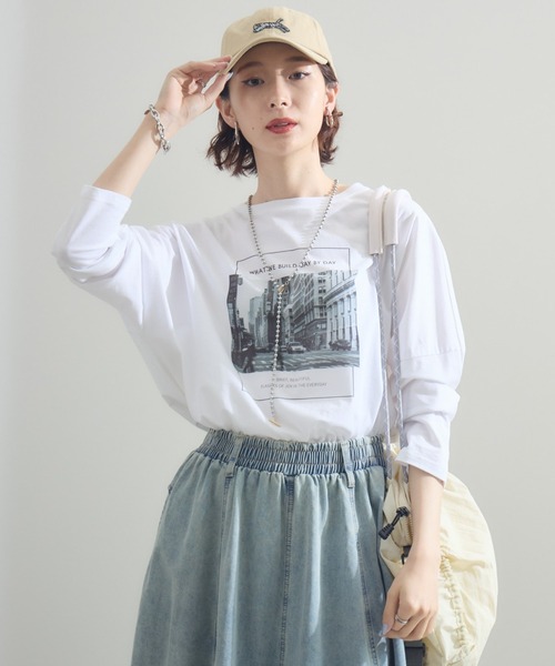 tシャツ Dignite Collier フォトプリント2WAY Tシャツ レディース