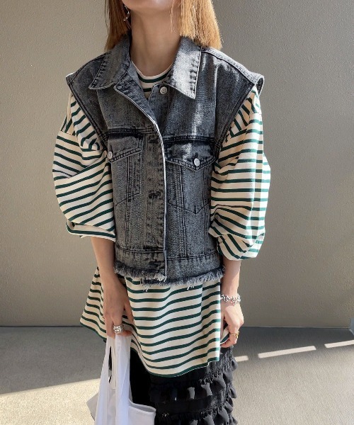 「feepur by saya」 ベスト MEDIUM グレー レディース