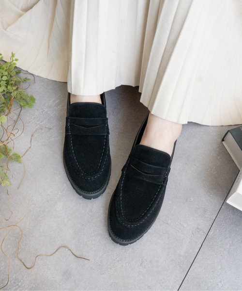 ローファー ボリュームソールステッチローファー レディース