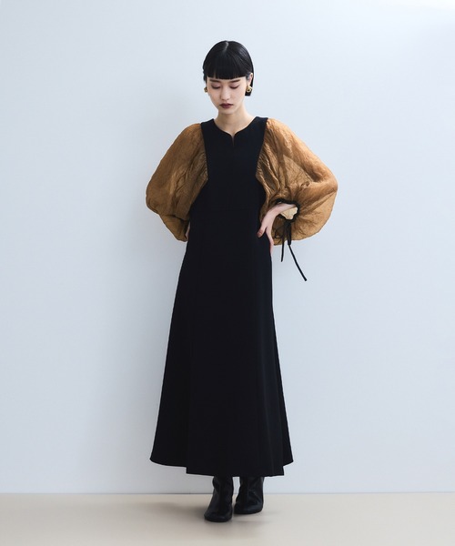 ADAM ET ROPE'（アダムエロペ） ドレス シアースリーブコンビドレス