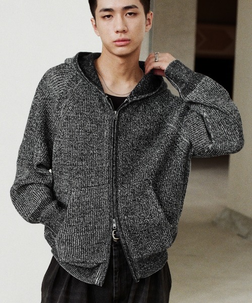 WYM LIDNM セーター ニット AZE KNIT CROPPED HOODIE メンズ