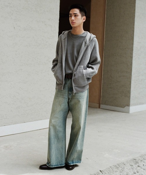 WYM LIDNM セーター ニット AZE KNIT CROPPED HOODIE メンズ