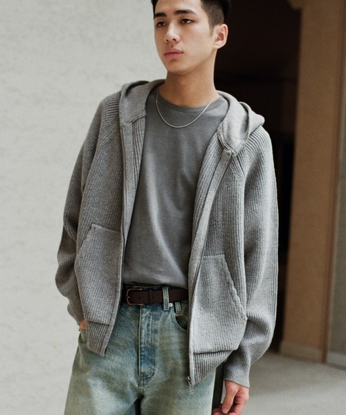 WYM LIDNM セーター ニット AZE KNIT CROPPED HOODIE メンズ