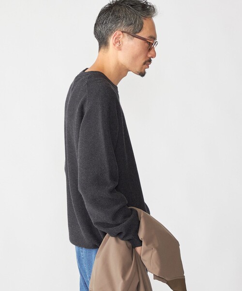 ブラック クルーネックセーター　アウトドア SHIPS（シップス） セーター ニット SHIPS:「手洗い可能」TEXBRID(R