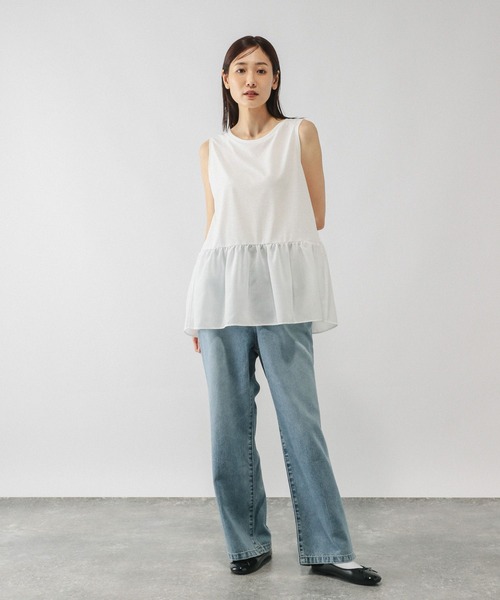 d.i.a. タンクトップ GLOBAL WORK タンクトップ ノースリーブ ヘビロッT裾切り替え