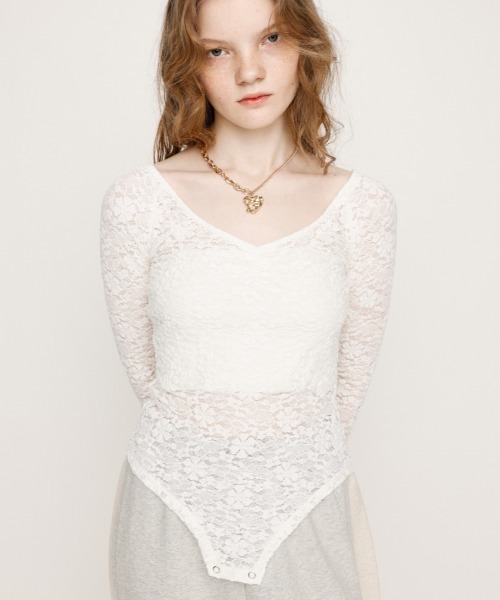 SLY tシャツ LACE BODY SUITS レース ボディスーツ 秋服
