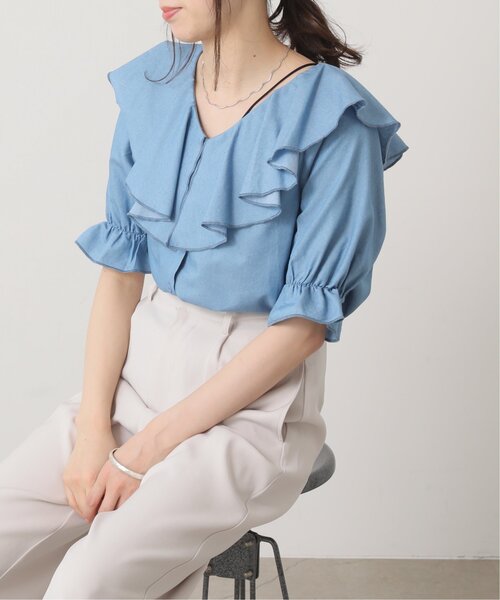 「RAY CASSIN」 半袖ブラウス FREE ベージュ レディース_画像8