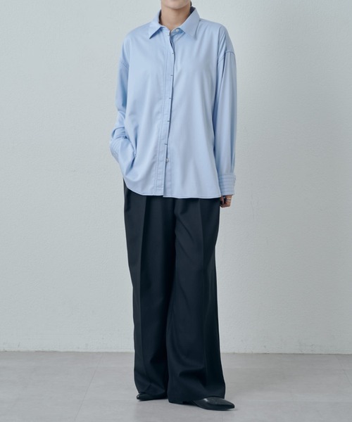 Lui's レーヨンシャツ　ブルー Lui's（ルイス） ブラウス シャツ バンブーレーヨンステッチシャツ